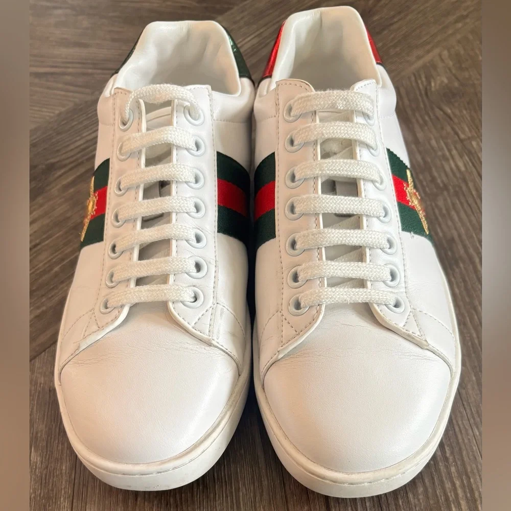 Gucci White Sneakers with Red and Green Stripes - US 8 - Picture 10 of 11